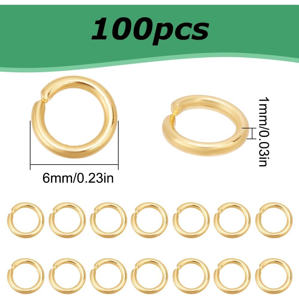100 Anillas de Salto Doradas HOBBIESAY 6mm Acero Inoxidable