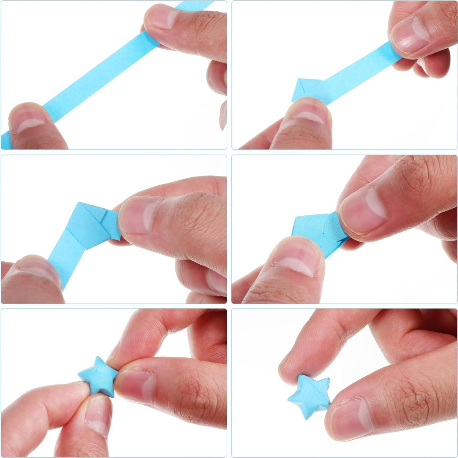 STOBAZA Kit de Origami con 540 Estrellas de Papel y Botella de Vidrio