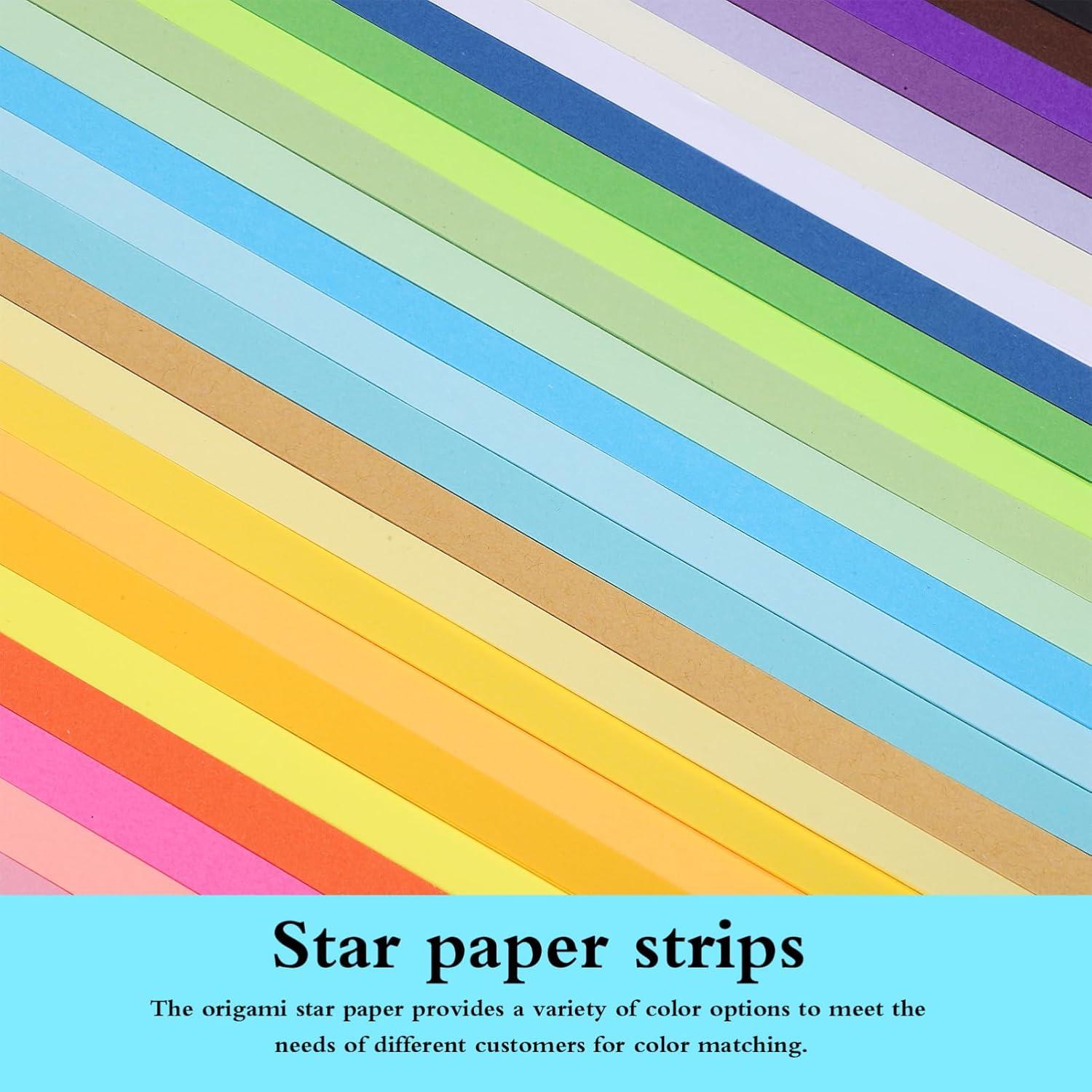 STOBAZA Kit de Origami con 540 Estrellas de Papel y Botella de Vidrio