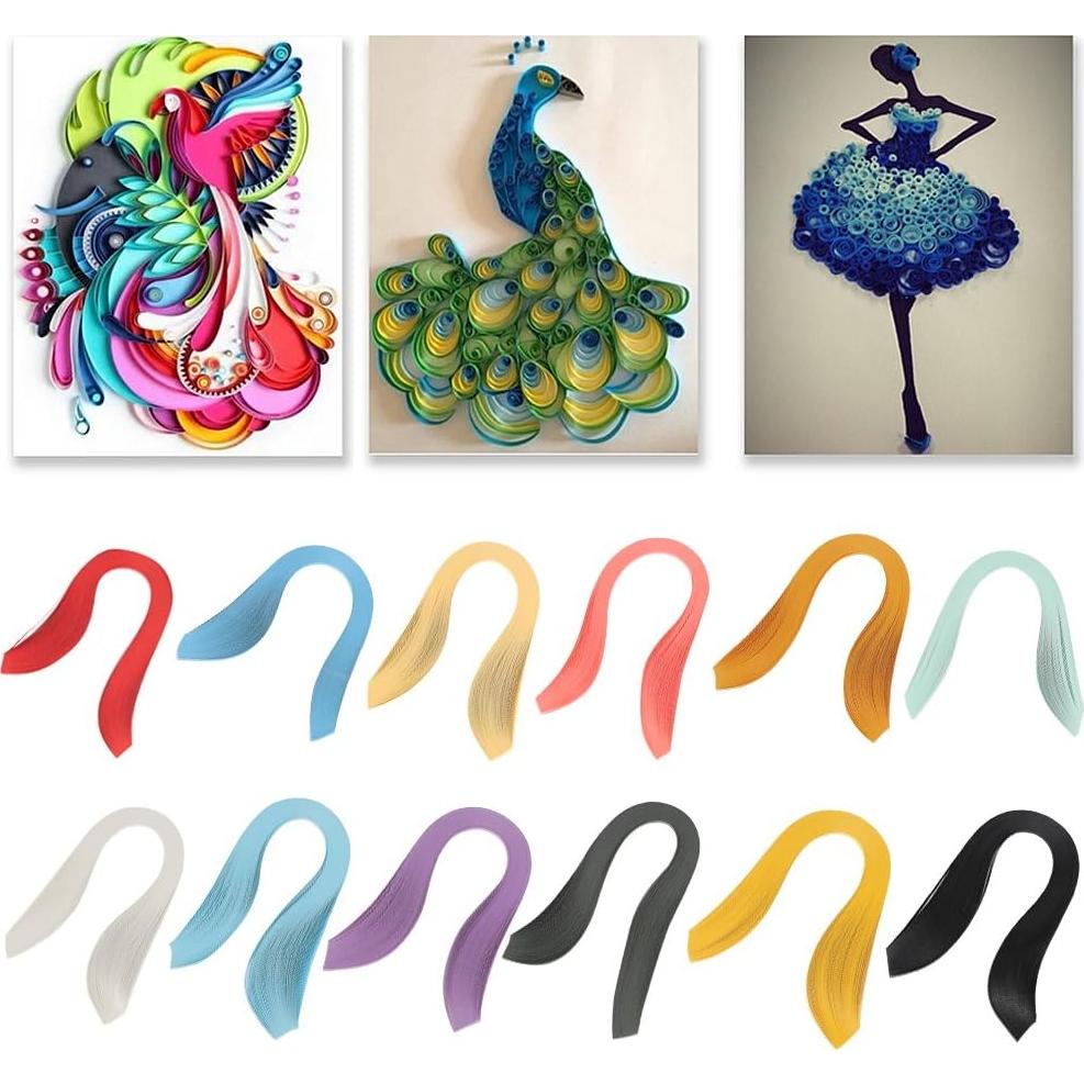 Set de 600 Tiras de Papel Quilling Hilitand 3x39cm Colores Vivos