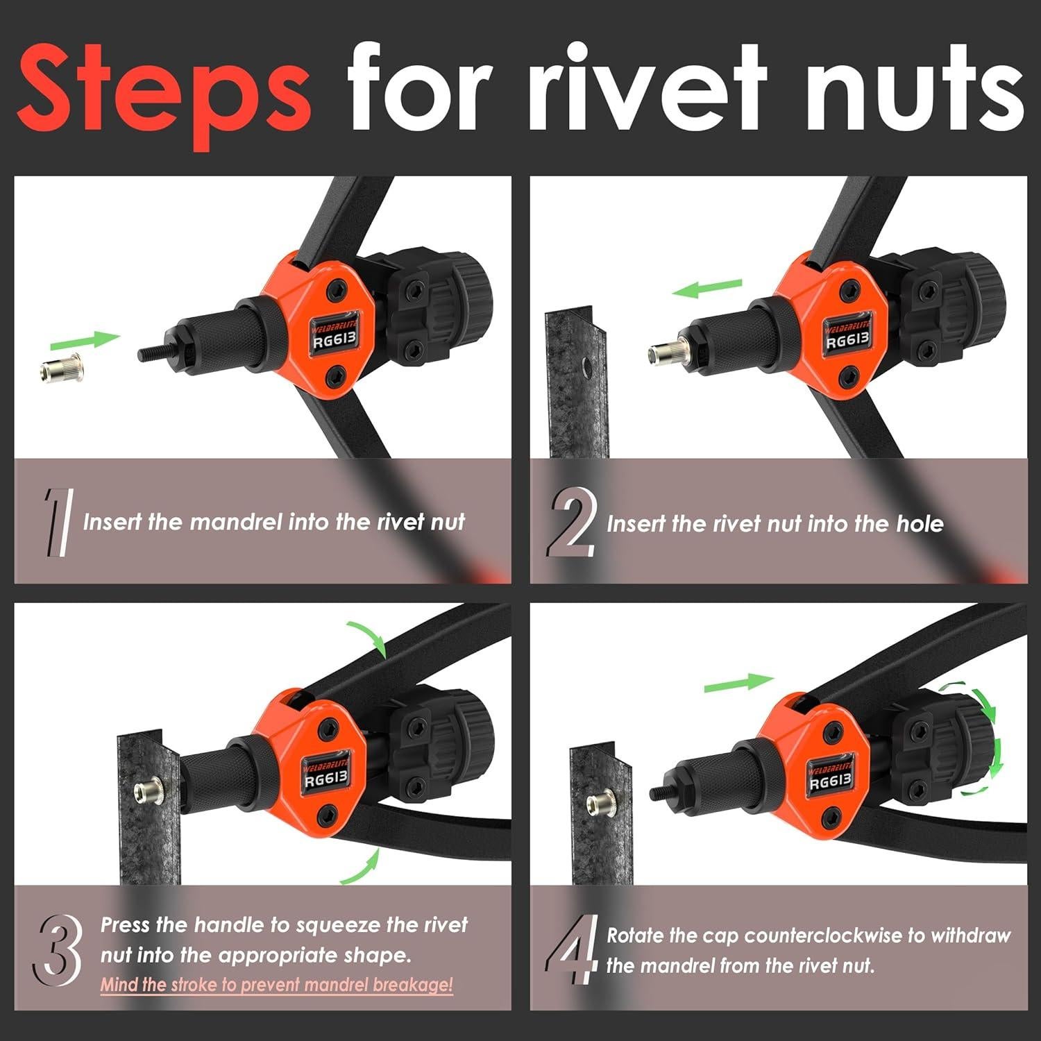 Kit de Herramienta de Remache Doble Función WelderElite RG-613