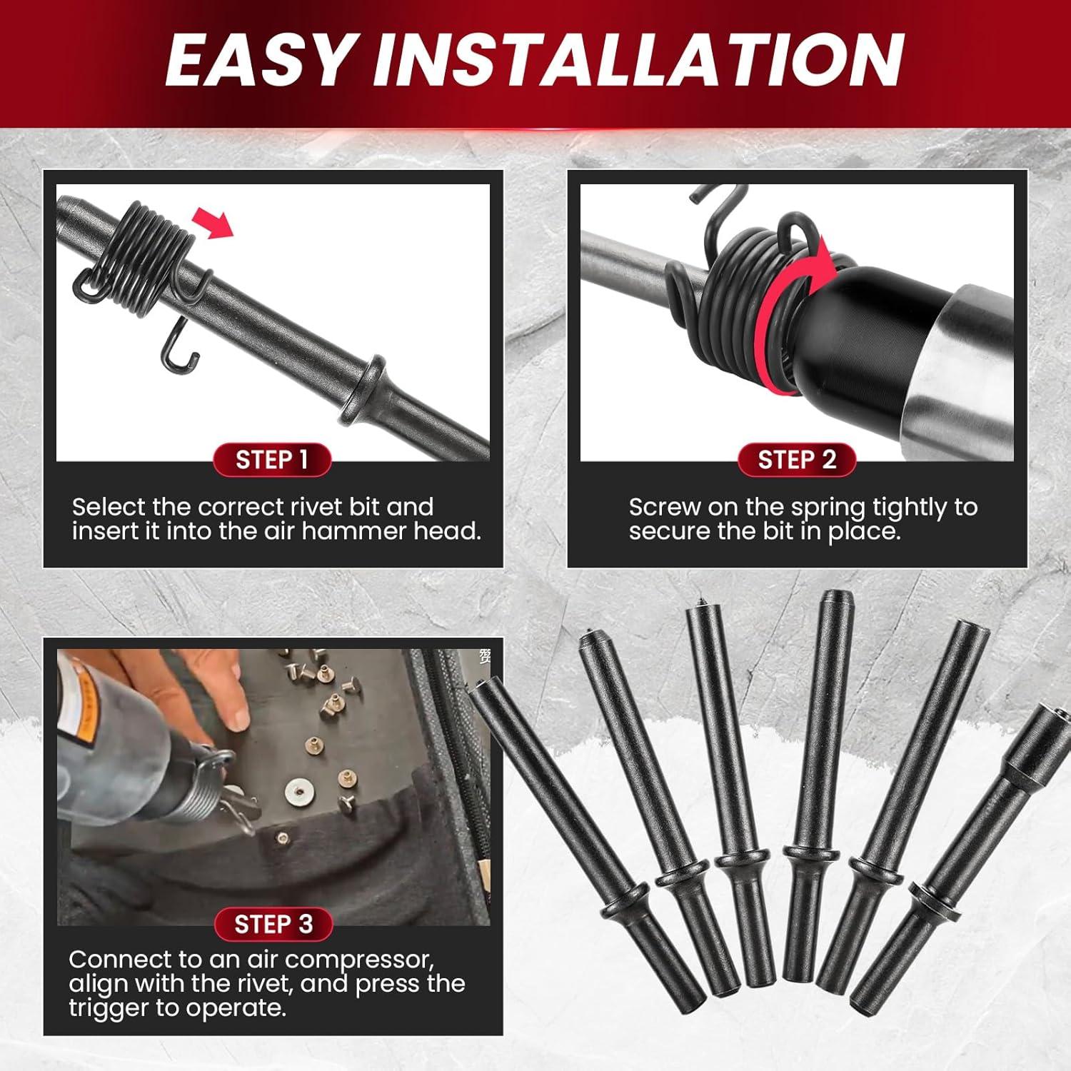 Kit de Herramientas de Remaches Neumáticos AMGSH 7 Piezas