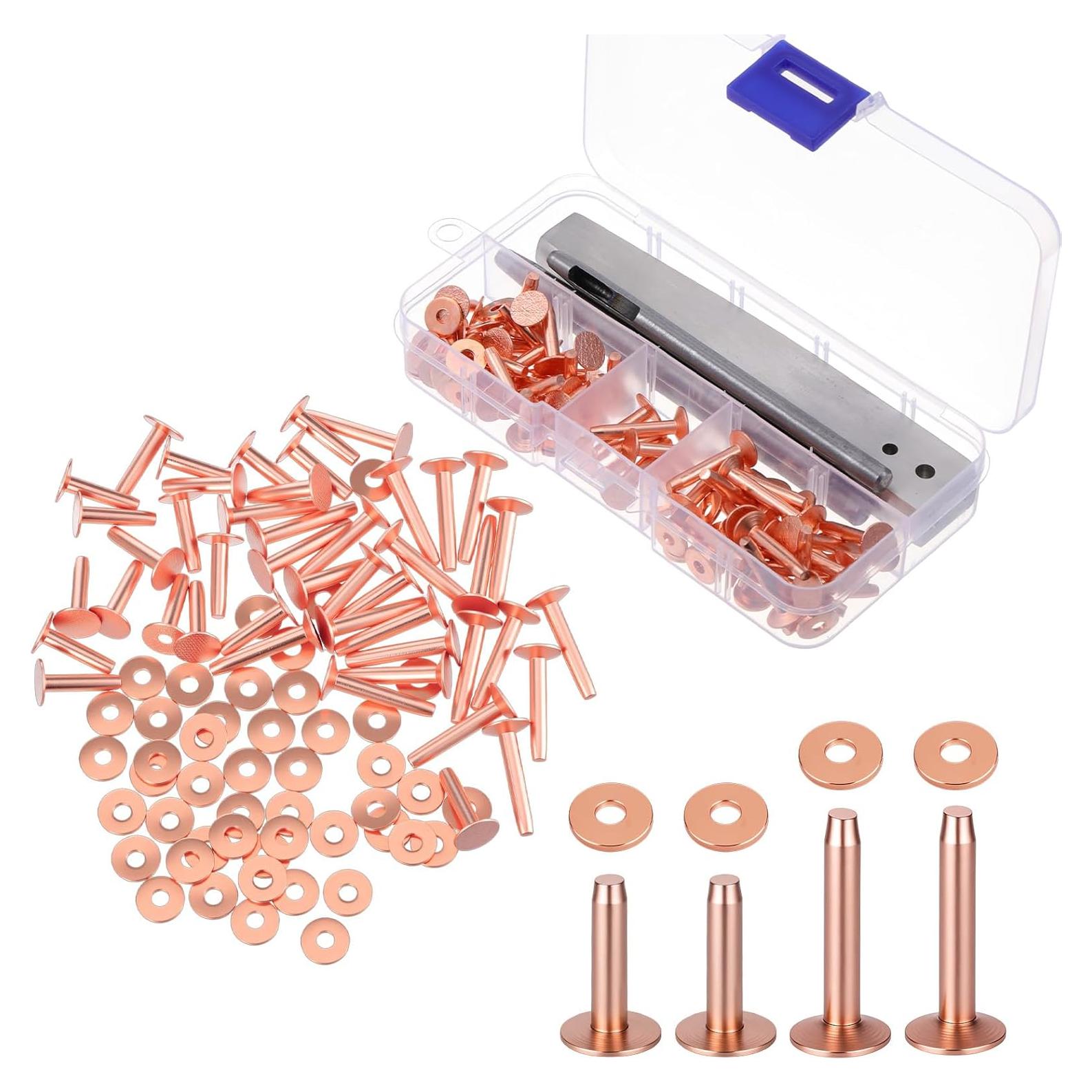 Kit de Remaches de Cobre Alrhso para Cuero - 100 Piezas