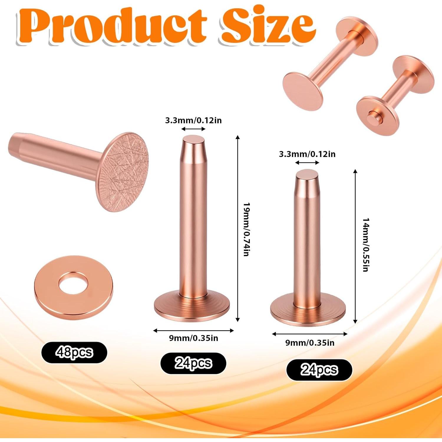 Kit de Remaches de Cobre Alrhso para Cuero - 100 Piezas