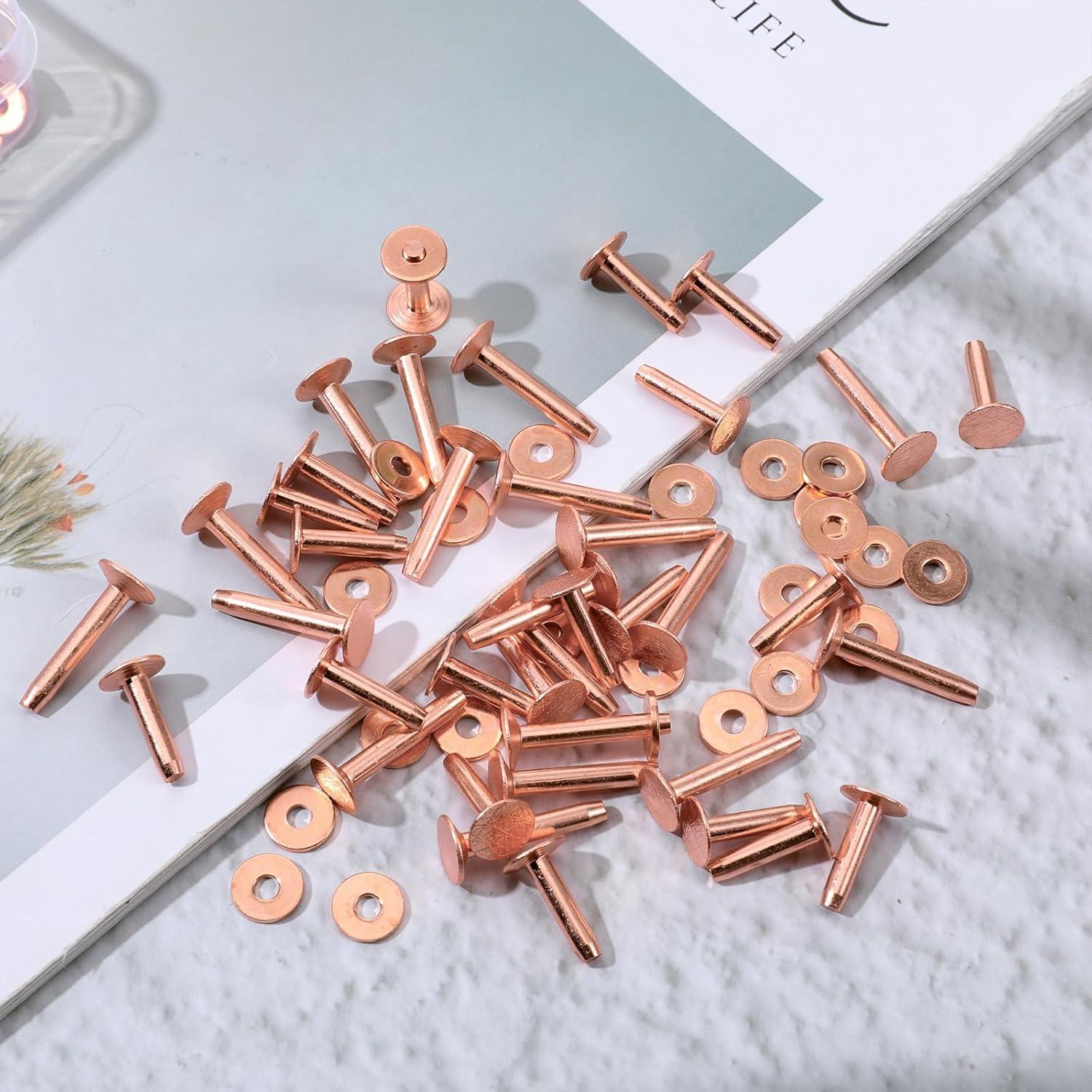 Kit de Remaches de Cobre Alrhso para Cuero - 100 Piezas