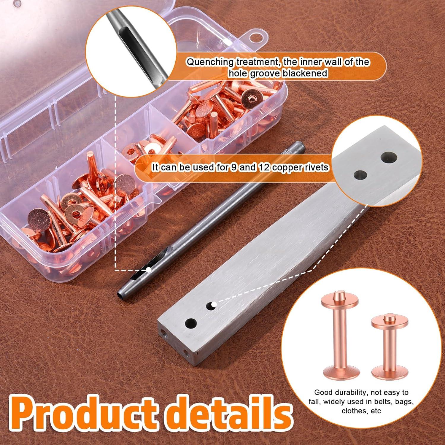 Kit de Remaches de Cobre Alrhso para Cuero - 100 Piezas
