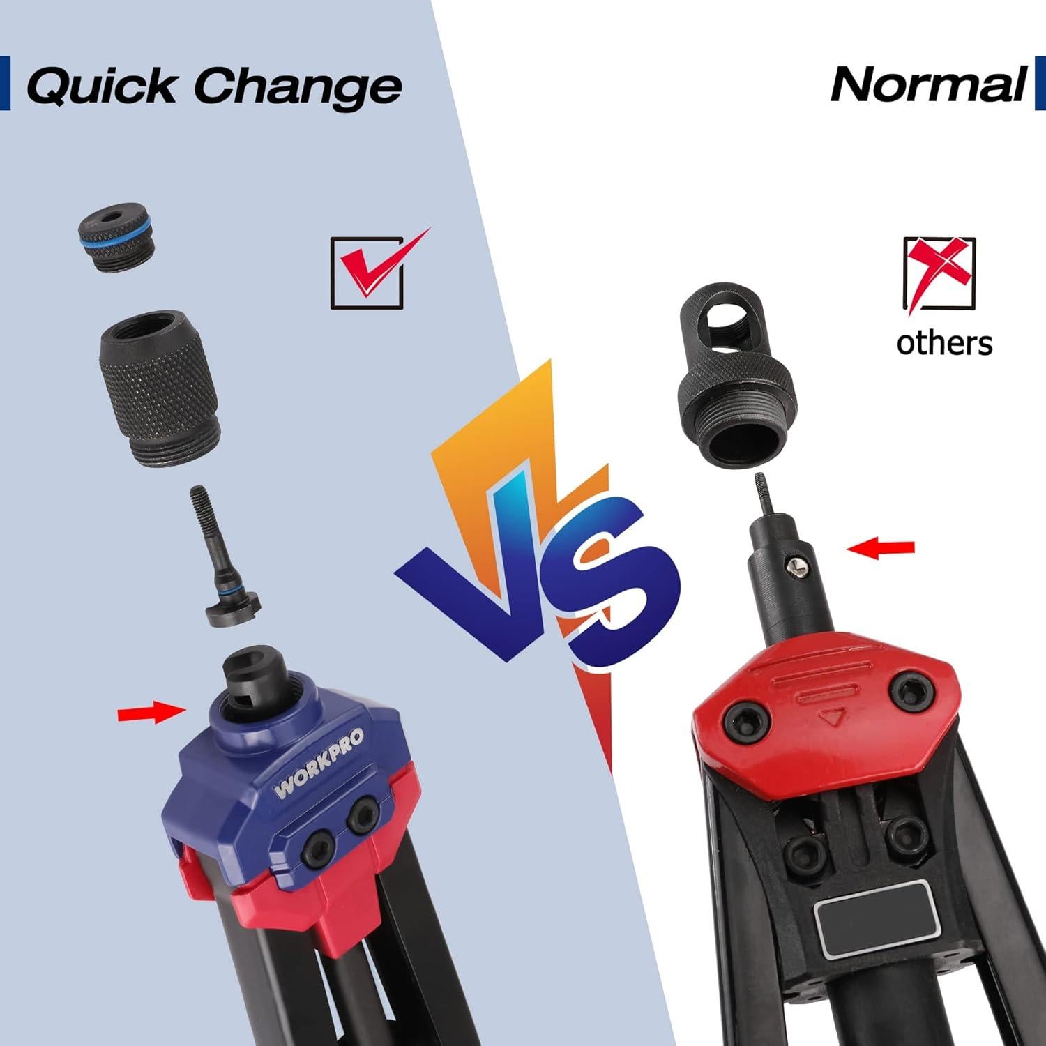 Remachadora Manual de Tuerca WORKPRO 11 Mandriles 185 Pcs