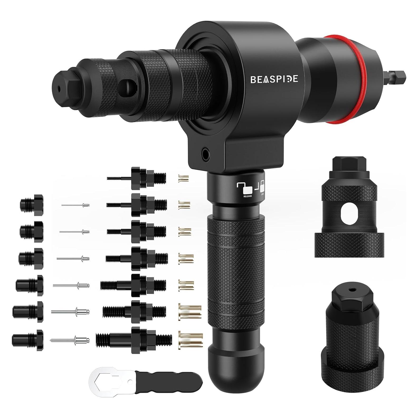 Adaptador de pistola de remaches Beaspire 2 en 1 con 7 mandriles