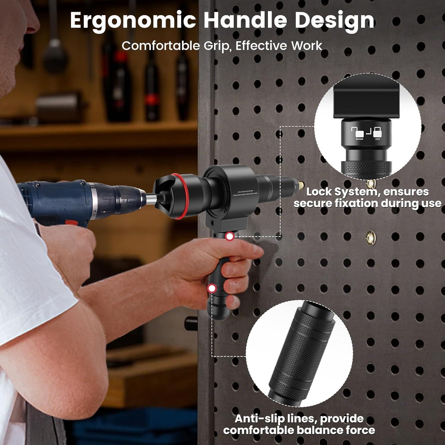 Adaptador de pistola de remaches Beaspire 2 en 1 con 7 mandriles