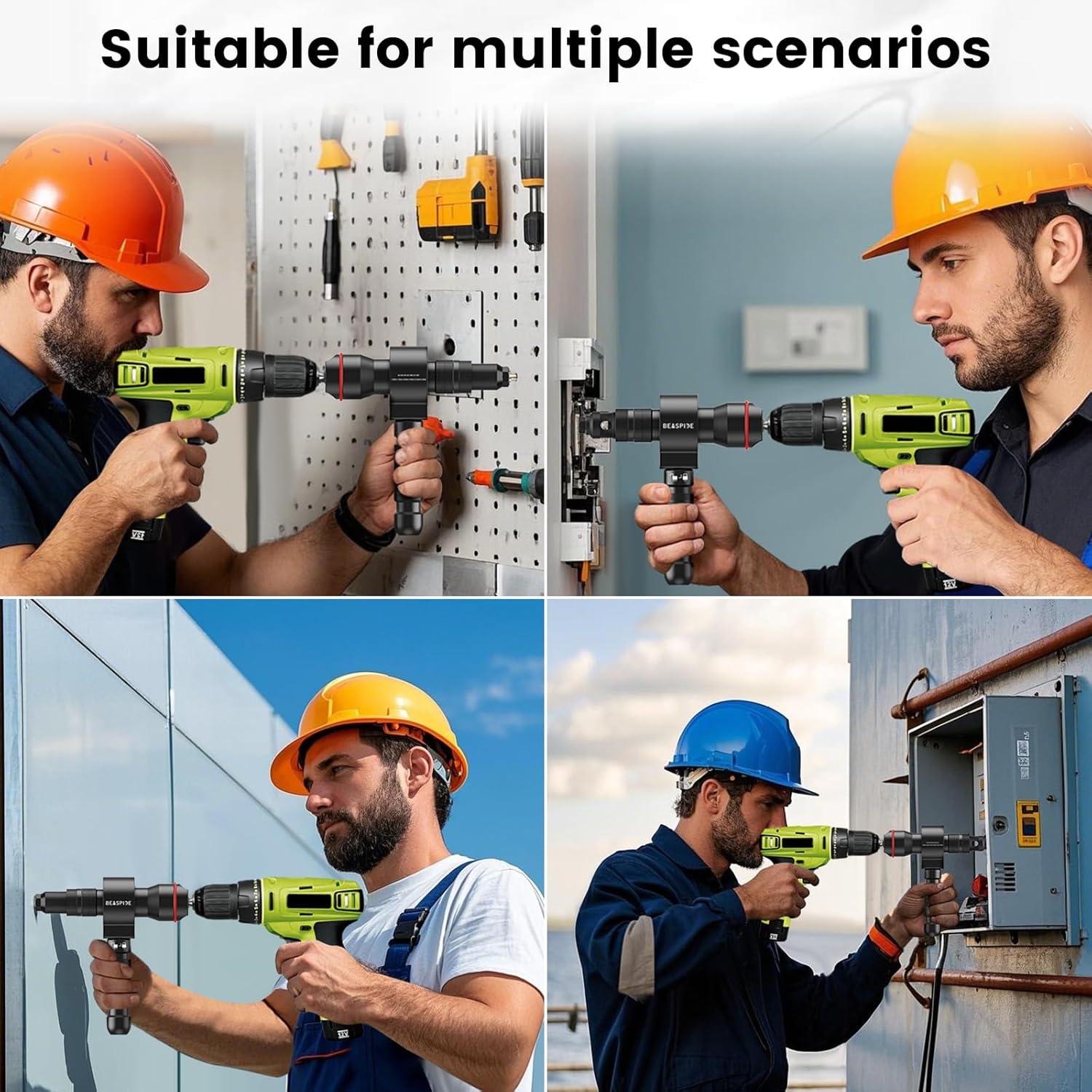 Adaptador de pistola de remaches Beaspire 2 en 1 con 7 mandriles