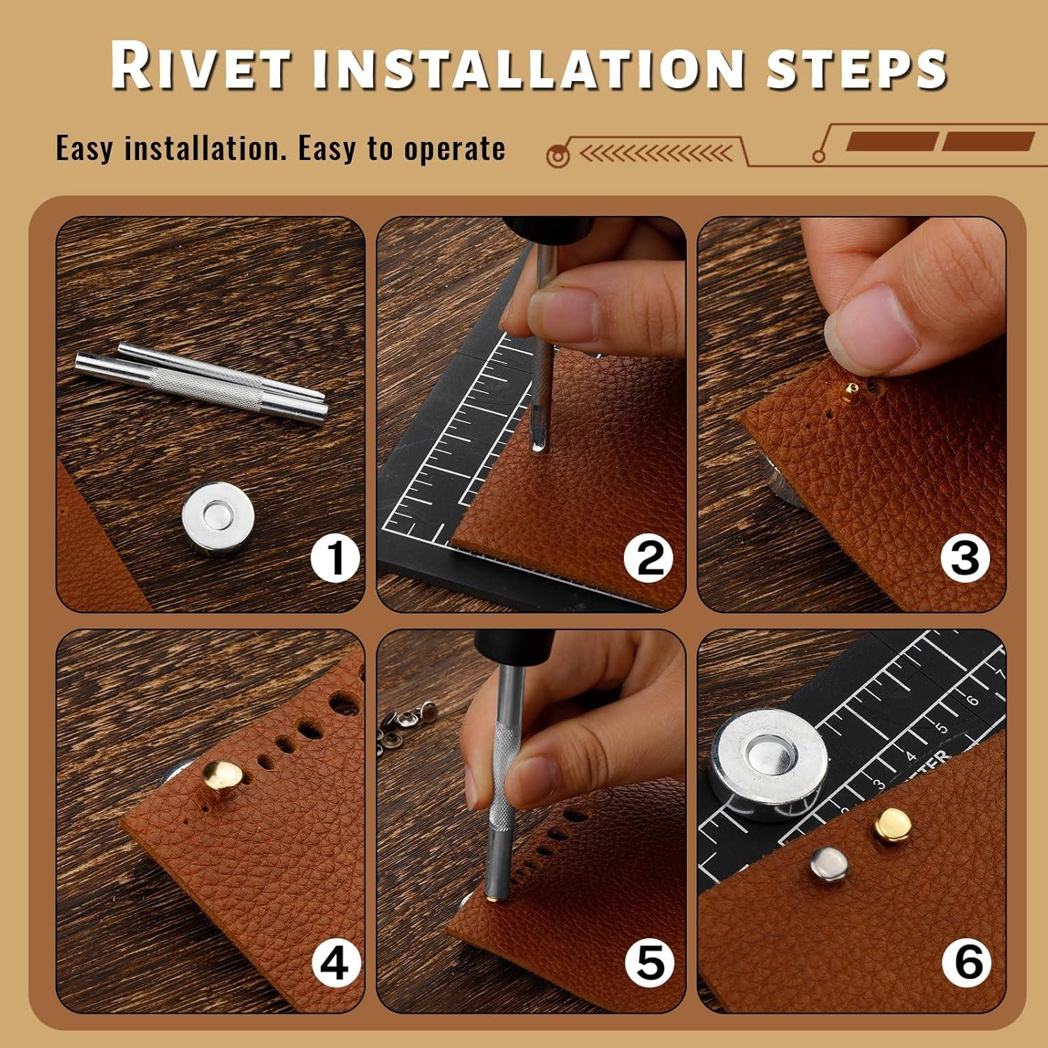 Juego de Remaches de Cuero DIUDUS 240 Piezas 4 Colores