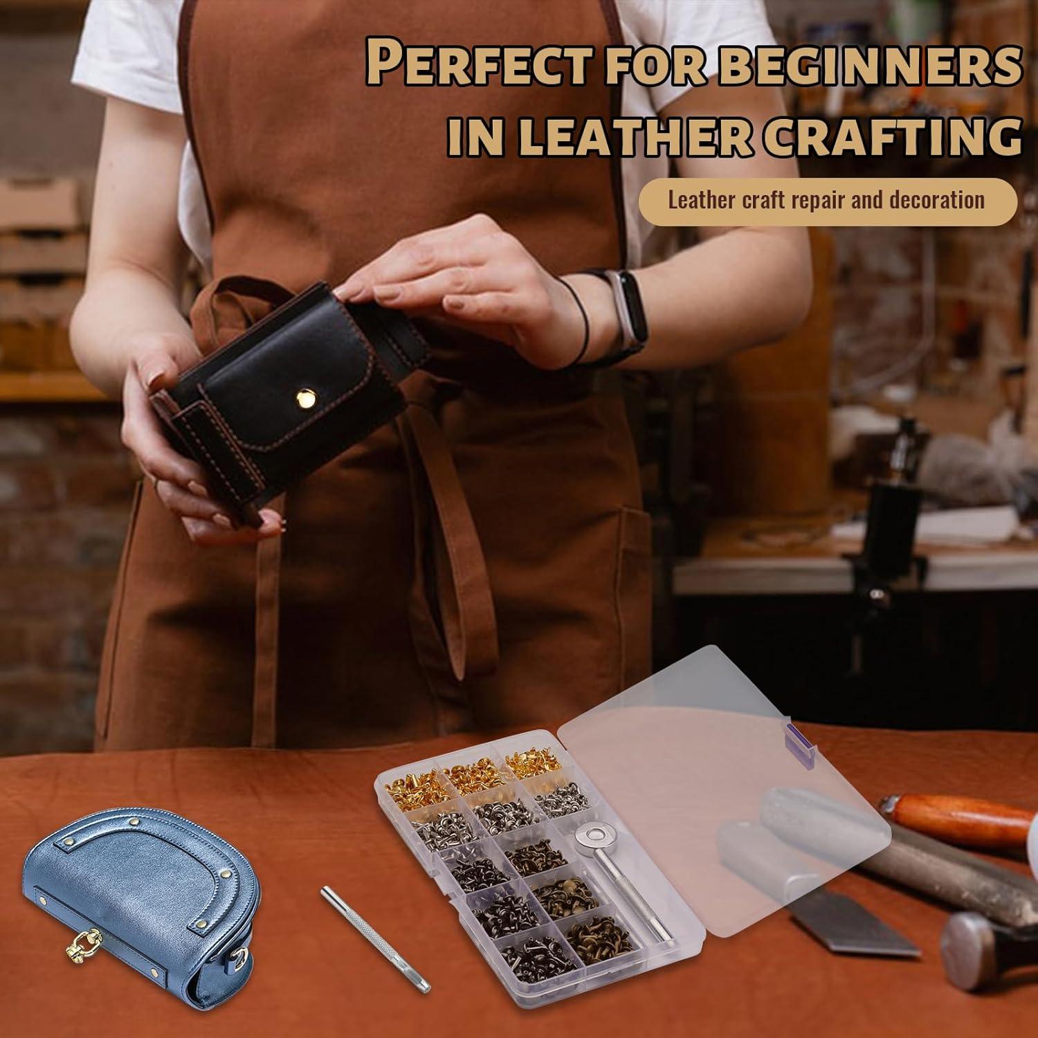 Juego de Remaches de Cuero DIUDUS 240 Piezas 4 Colores