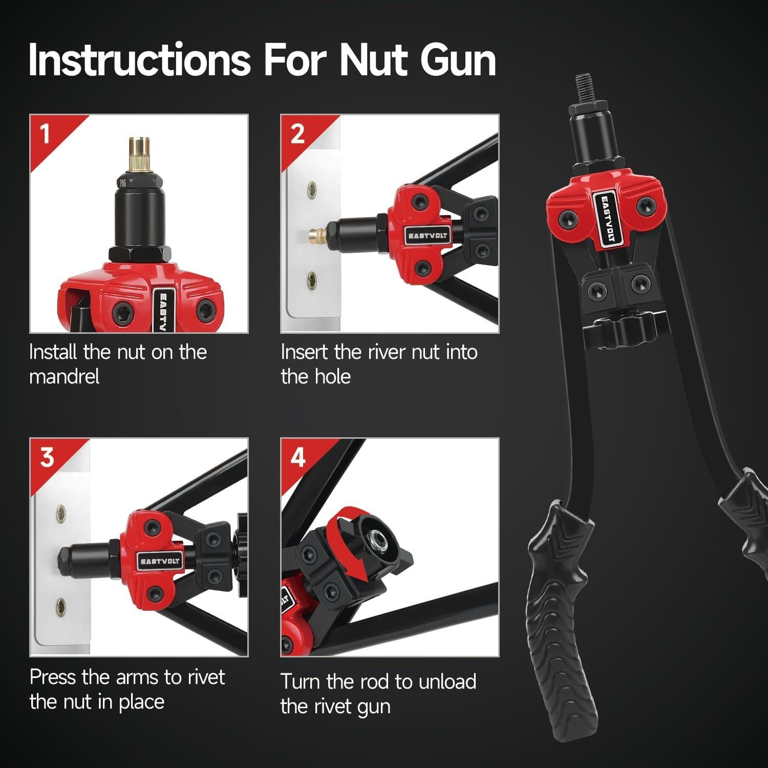 Kit de Herramientas 3 en 1 Eastvolt para Remaches y Tuercas