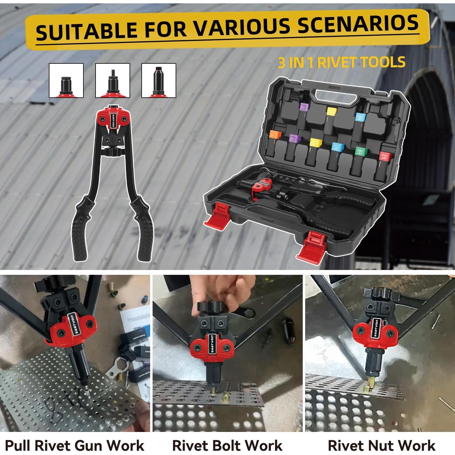 Kit de Herramientas 3 en 1 Eastvolt para Remaches y Tuercas