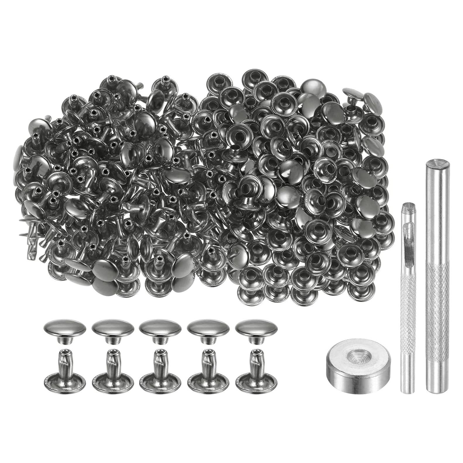 Kit de 200 Remaches de Cuero HARFINGTON 9mm x 8mm Gunmetal