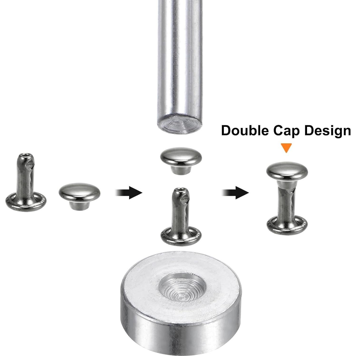 Kit de 200 Remaches de Cuero HARFINGTON 9mm x 8mm Gunmetal