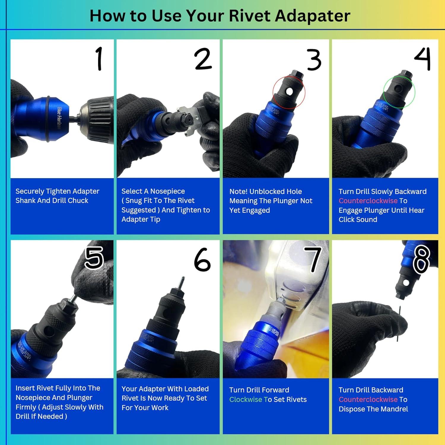 Adaptador de Remachadora Blue Horizon RN2001 para Taladro 0.86 kg