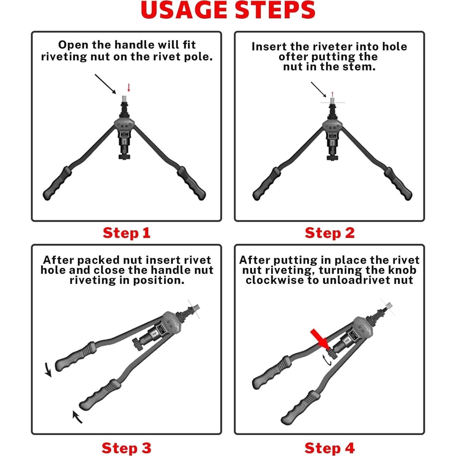 Kit de Herramientas para Tuercas Remachadas DKwoeshg 16"