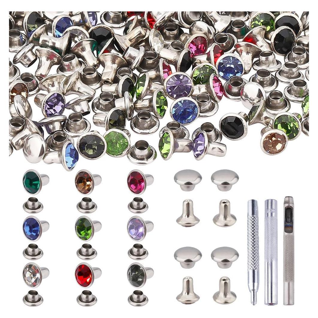 NBEADS 200 Remaches de Strass Coloridos con Herramientas DIY