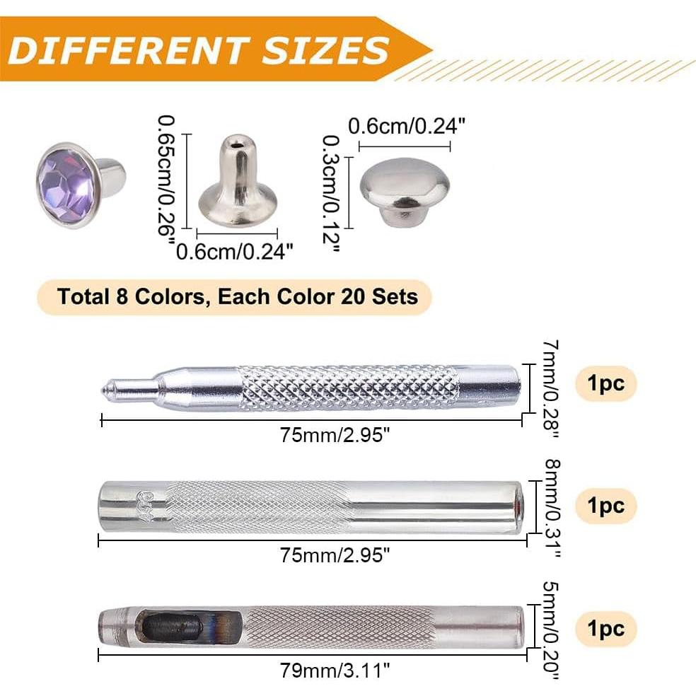 NBEADS 200 Remaches de Strass Coloridos con Herramientas DIY