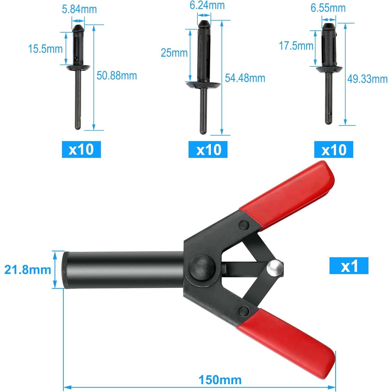 Juego de pistola de remaches Mejiao con 30 remaches de nylon