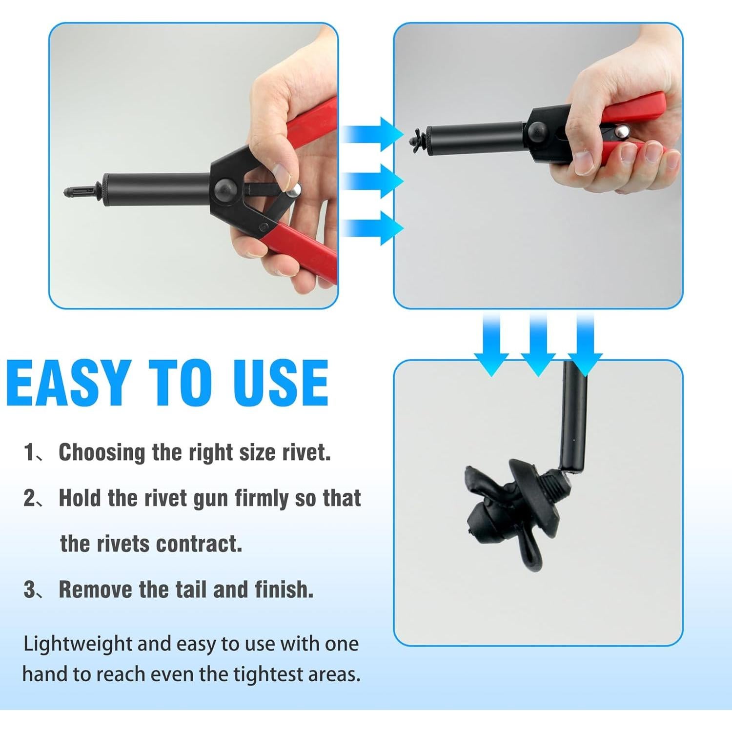 Juego de pistola de remaches Mejiao con 30 remaches de nylon