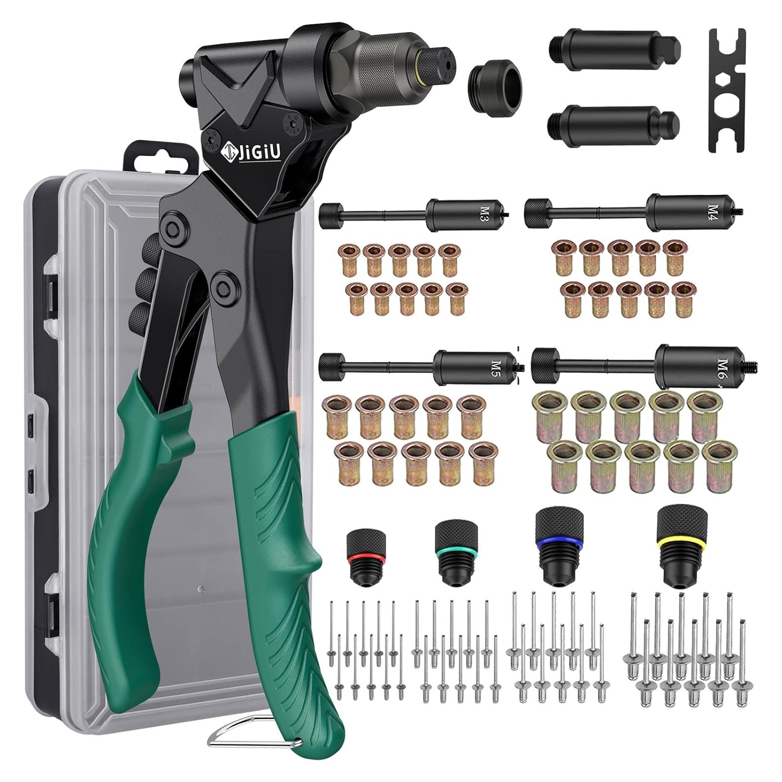 JiGiU Herramienta Remachadora 3 en 1 con 40 Remaches y Tuercas