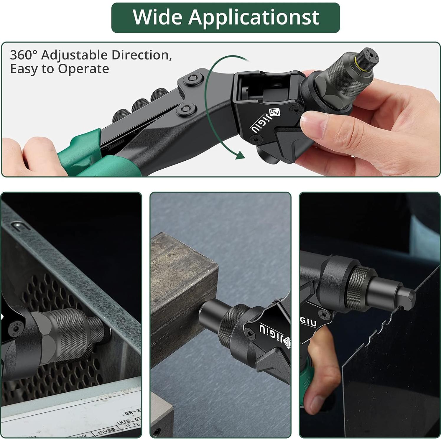 JiGiU Herramienta Remachadora 3 en 1 con 40 Remaches y Tuercas