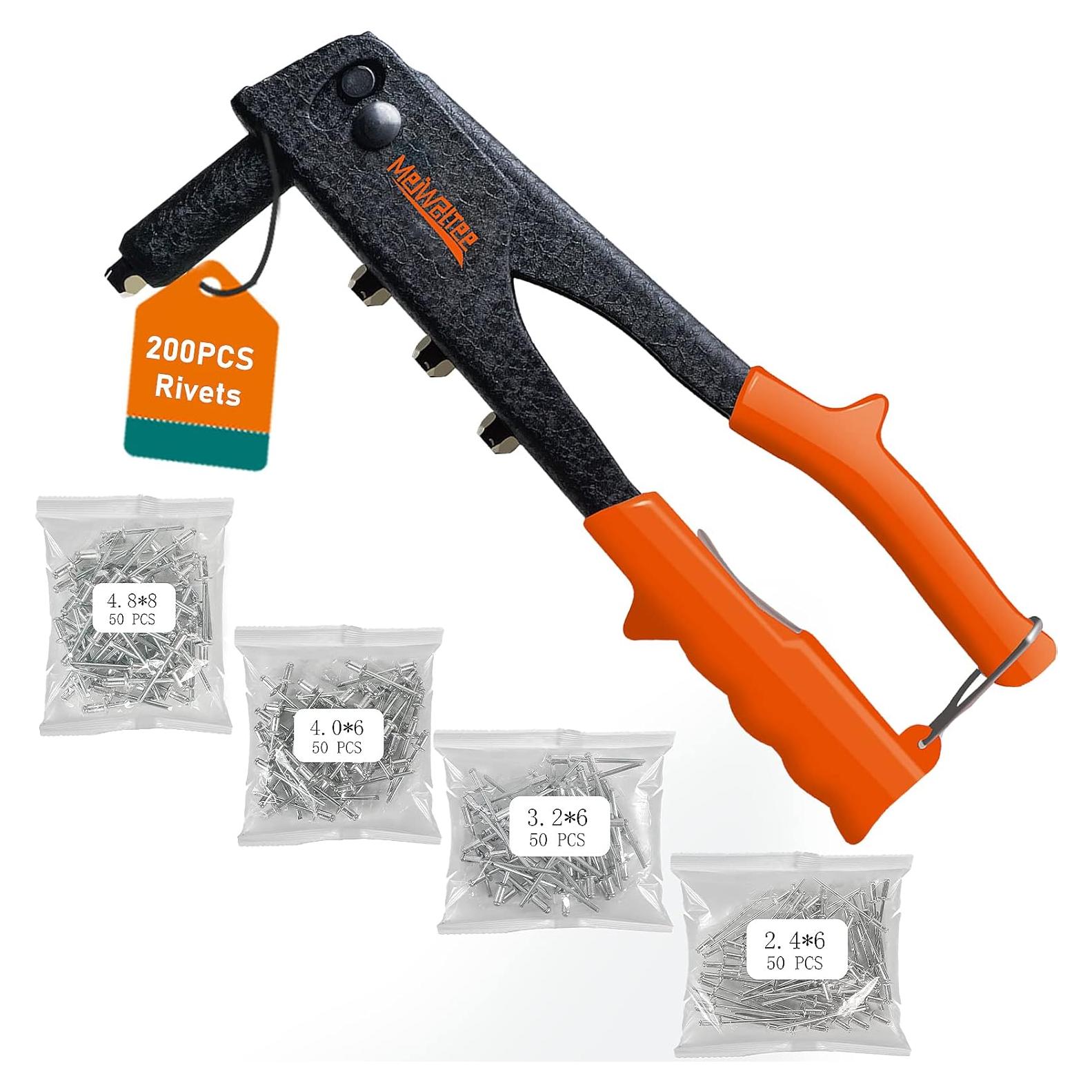 Pistola de Remaches Meiwaltee con 200 Piezas y 4 Boquillas
