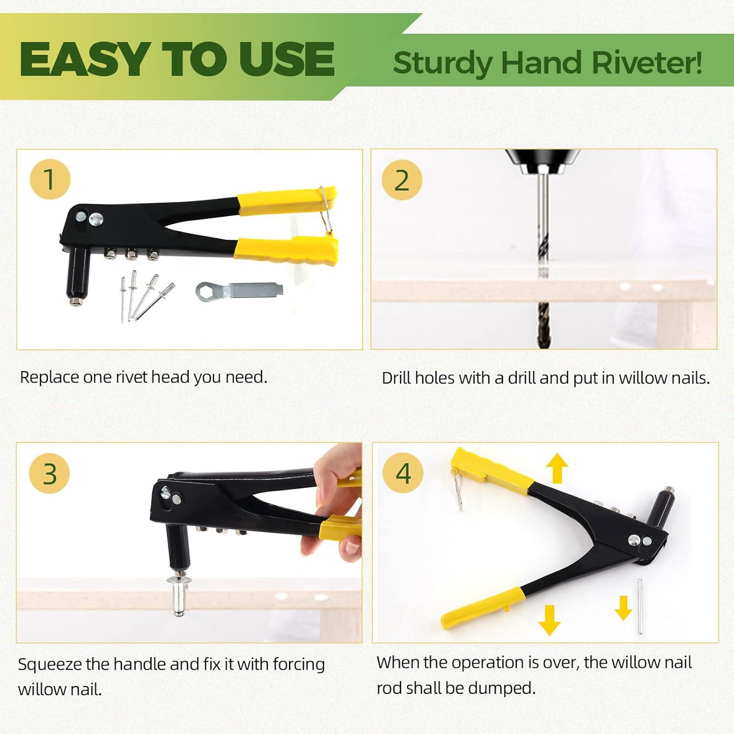 Remachadora Manual Keadic con 226 Piezas de Remaches Ciegos