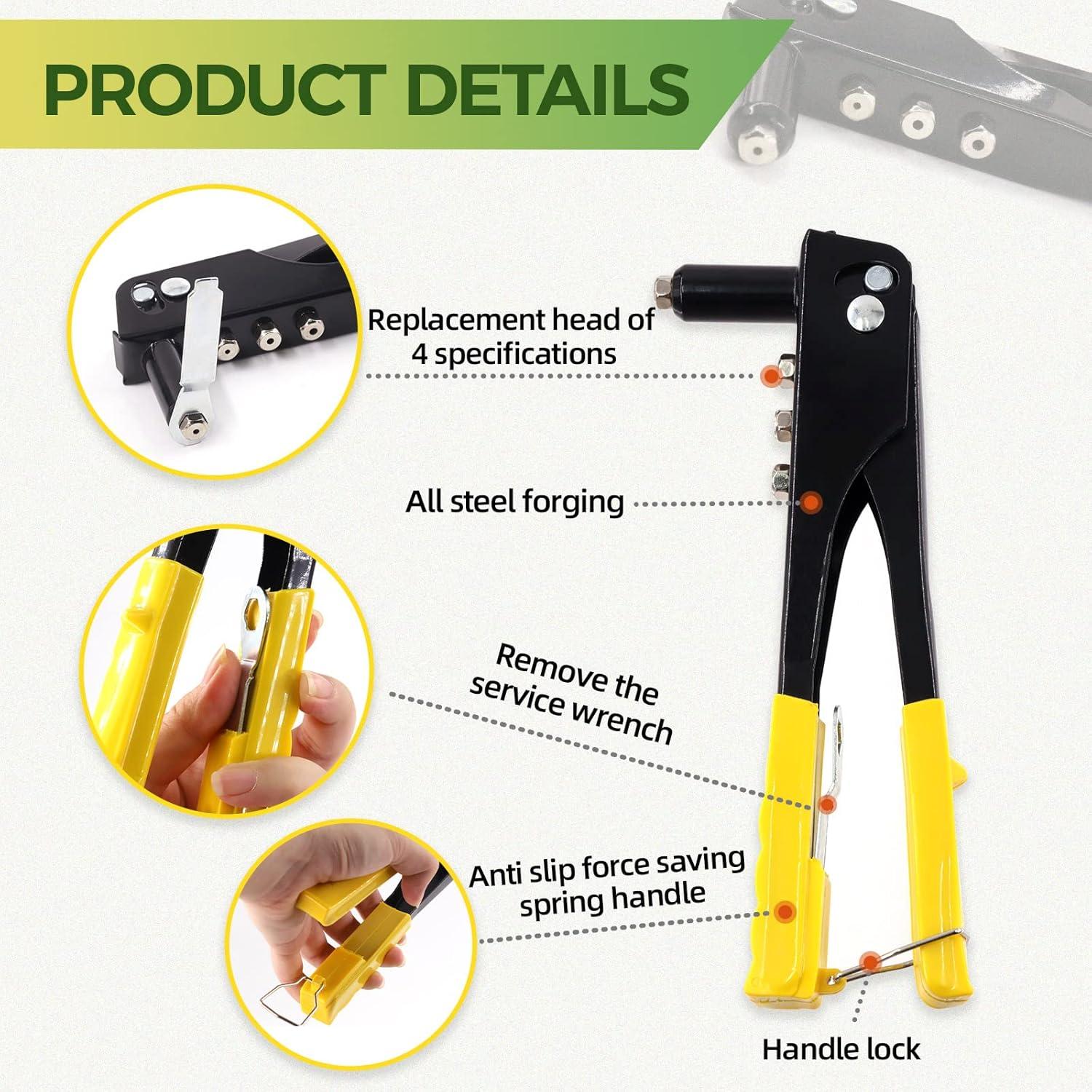 Remachadora Manual Keadic con 226 Piezas de Remaches Ciegos