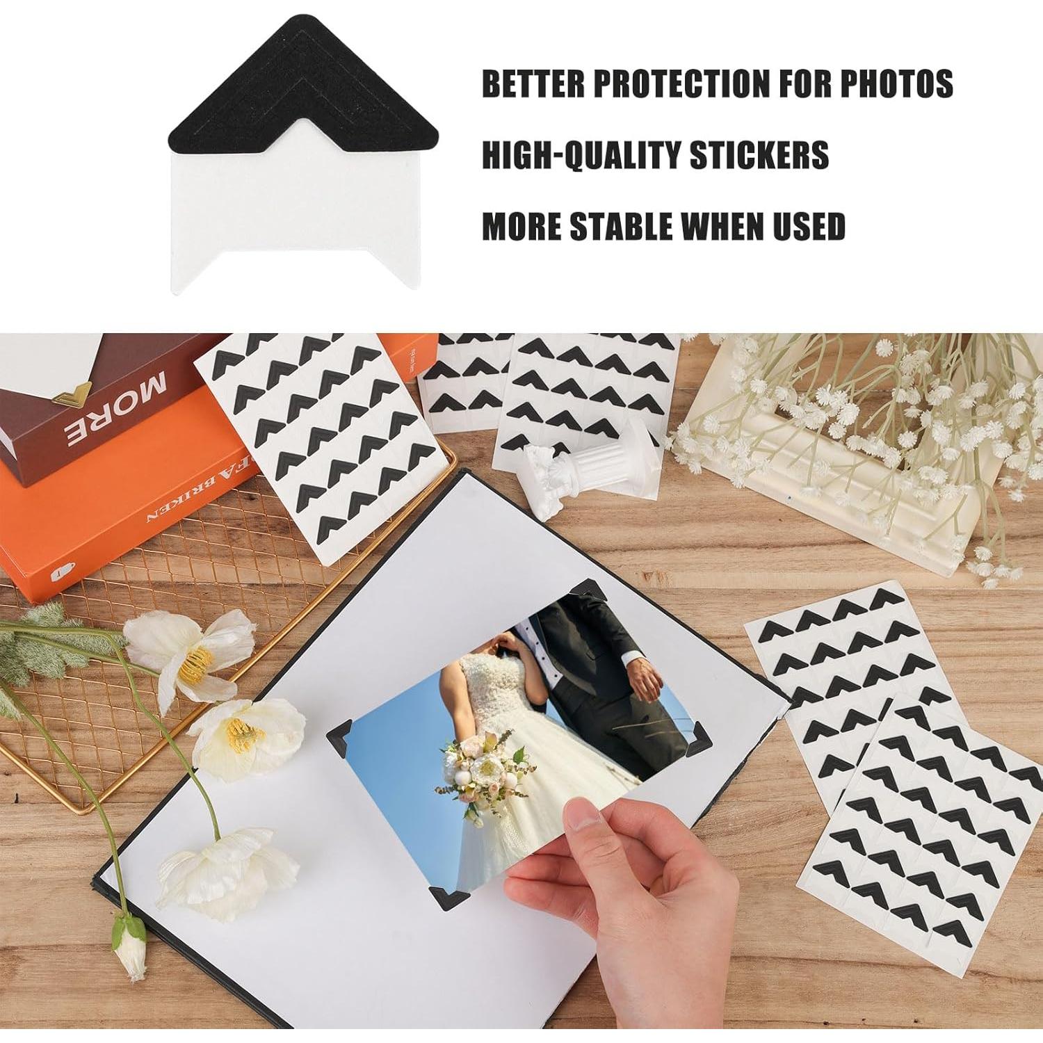 360 Etiquetas de Esquinas Autoadhesivas para Fotos - Negro