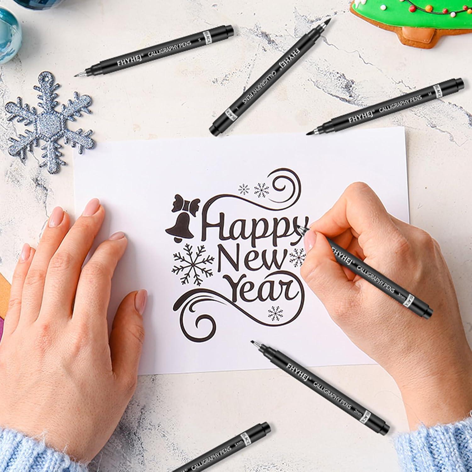 Set de Plumas de Caligrafía Fhyhej - 6 Tamaños, Tinta Negra