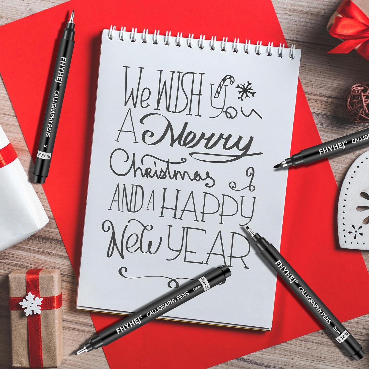 Set de Plumas de Caligrafía Fhyhej - 6 Tamaños, Tinta Negra