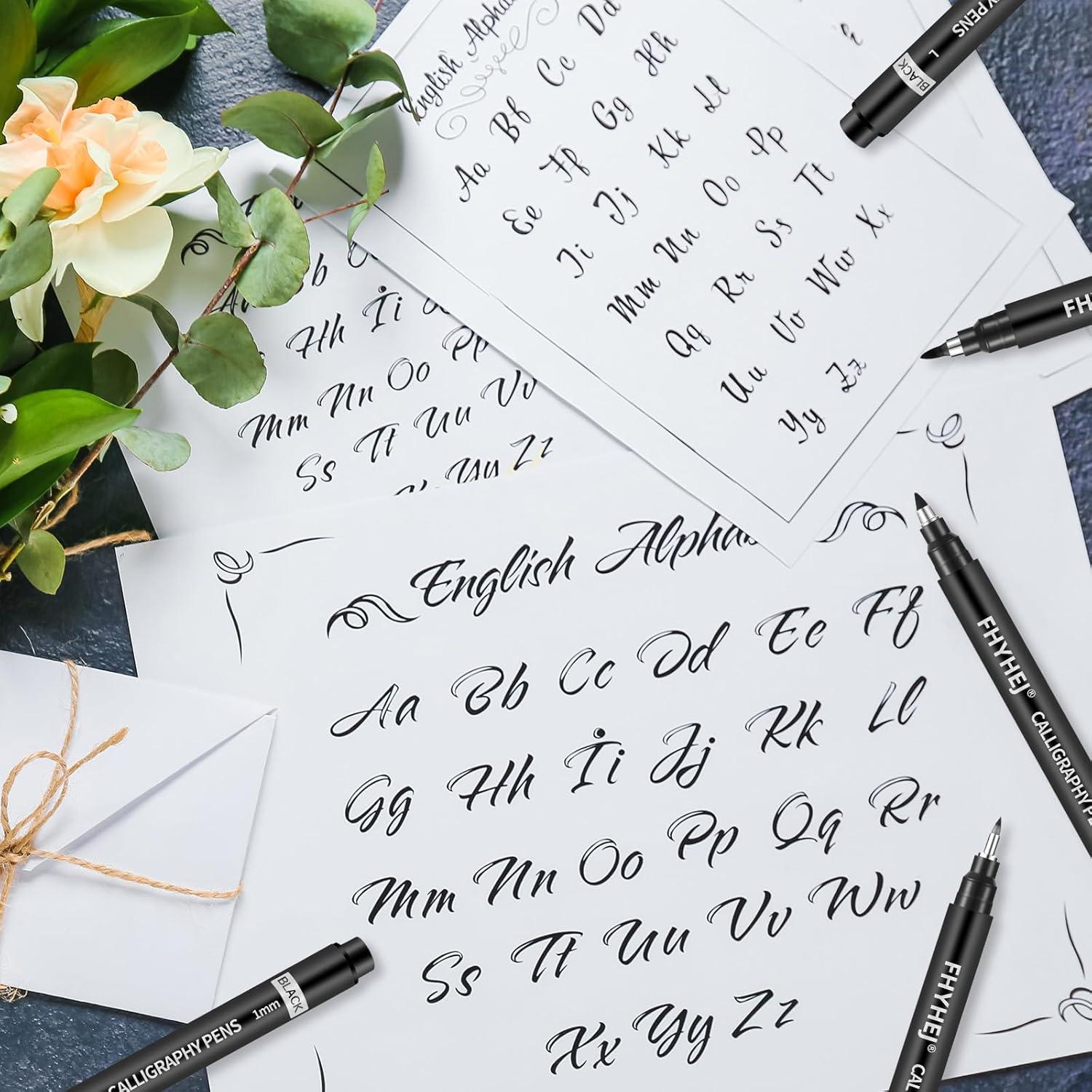 Set de Plumas de Caligrafía Fhyhej - 6 Tamaños, Tinta Negra