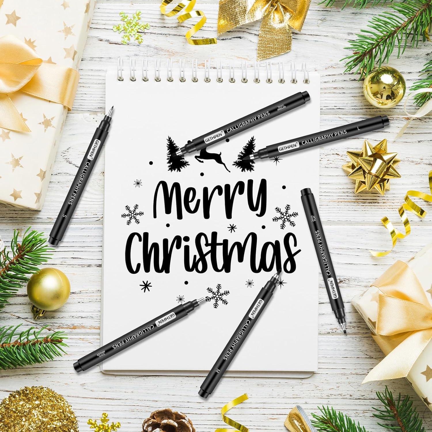 Juego de Plumas de Caligrafía GETHPEN - 10 Tamaños, Tinta Negra