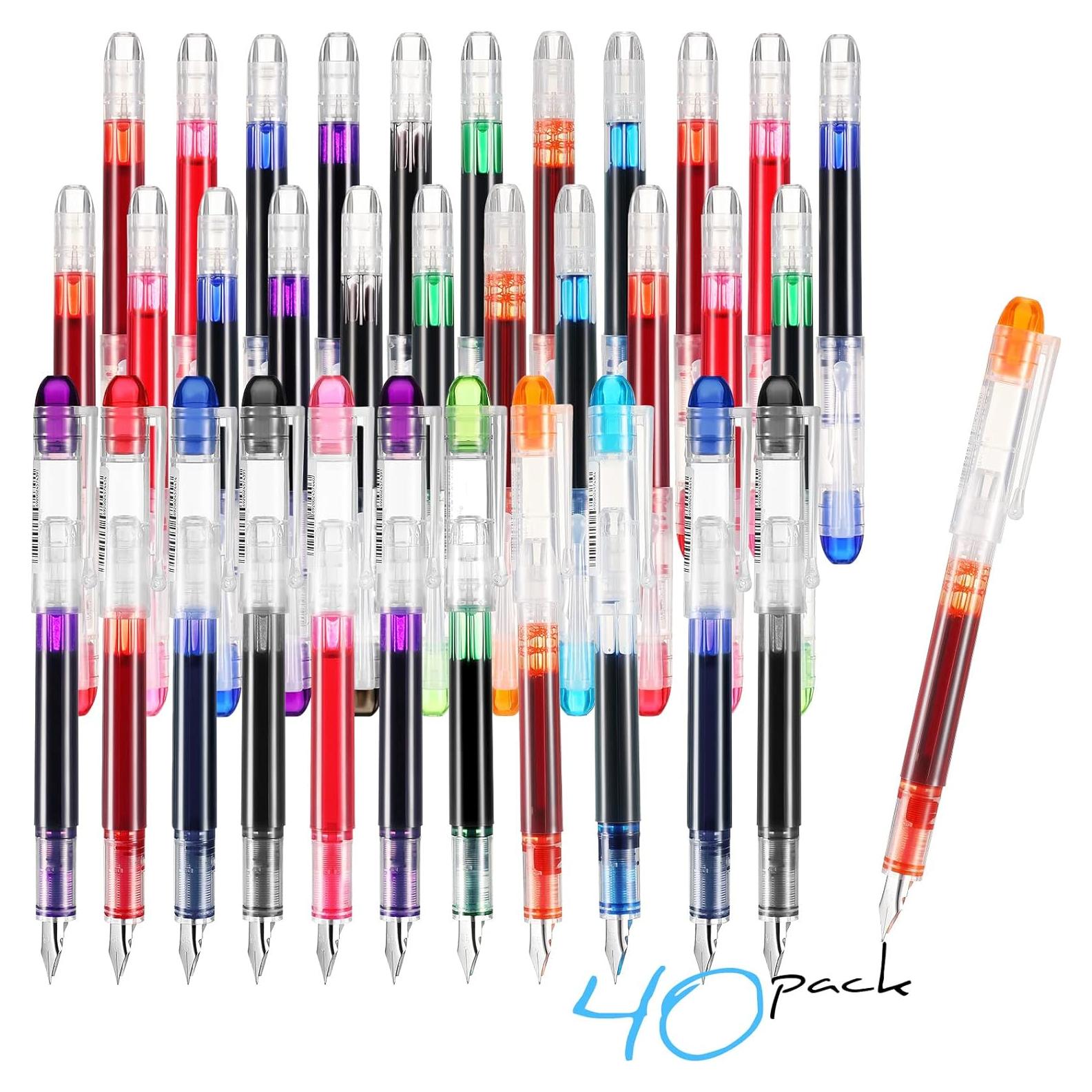 Juego de 40 Plumas Fuente Desechables Laumoi - Punta Extra Fina