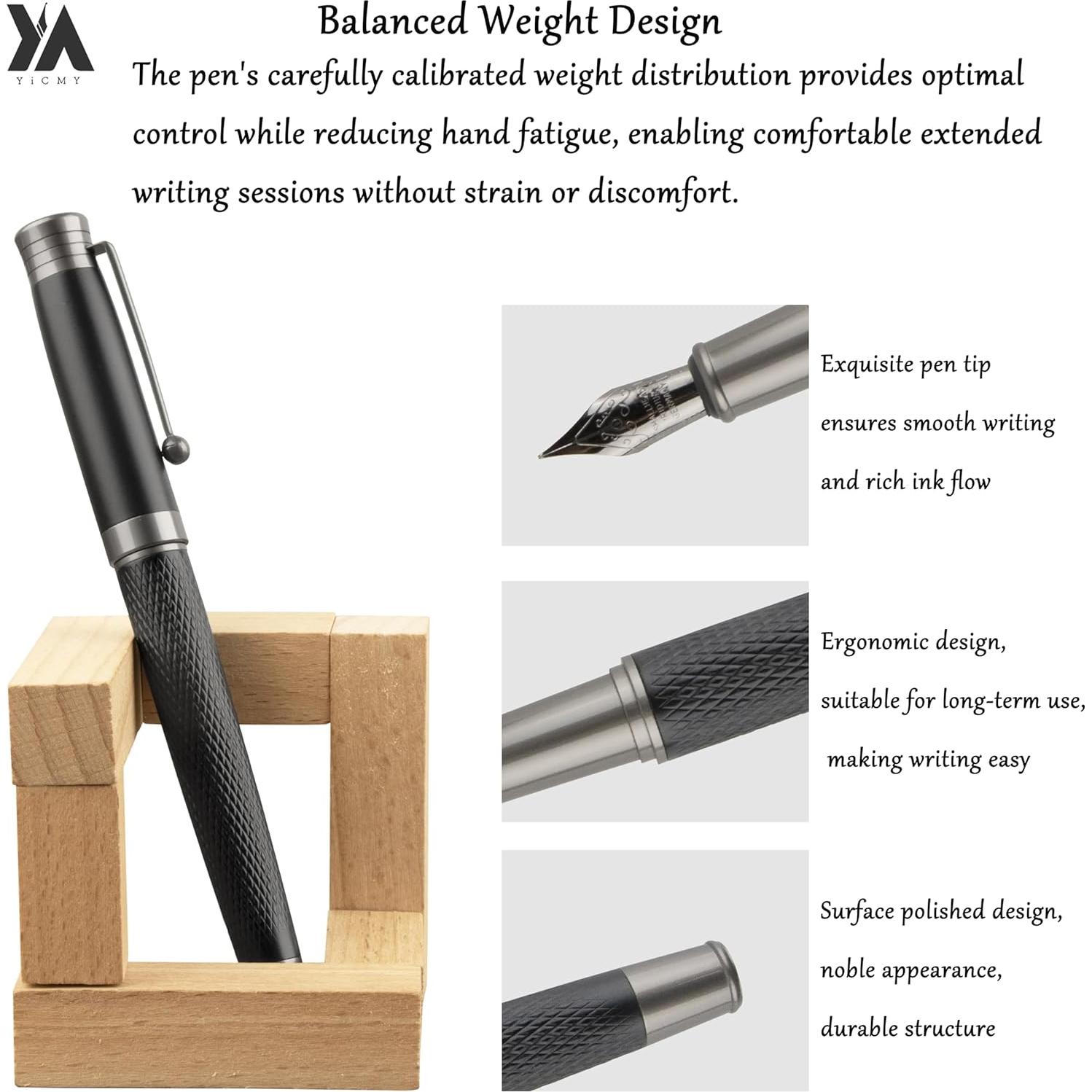 Juego de Plumas Fuente YICMY - Punta Fina y Media, 18 Cartuchos