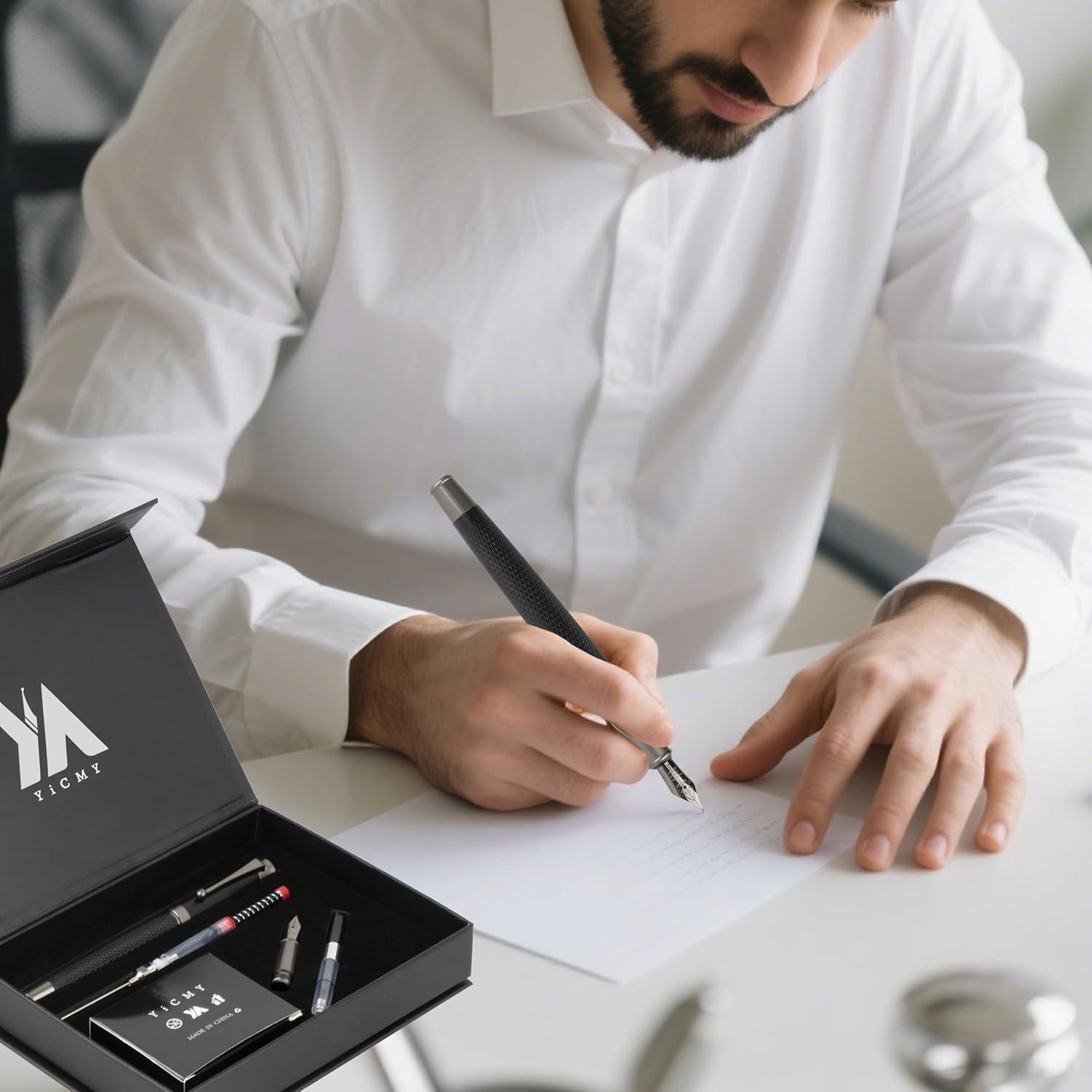 Juego de Plumas Fuente YICMY - Punta Fina y Media, 18 Cartuchos