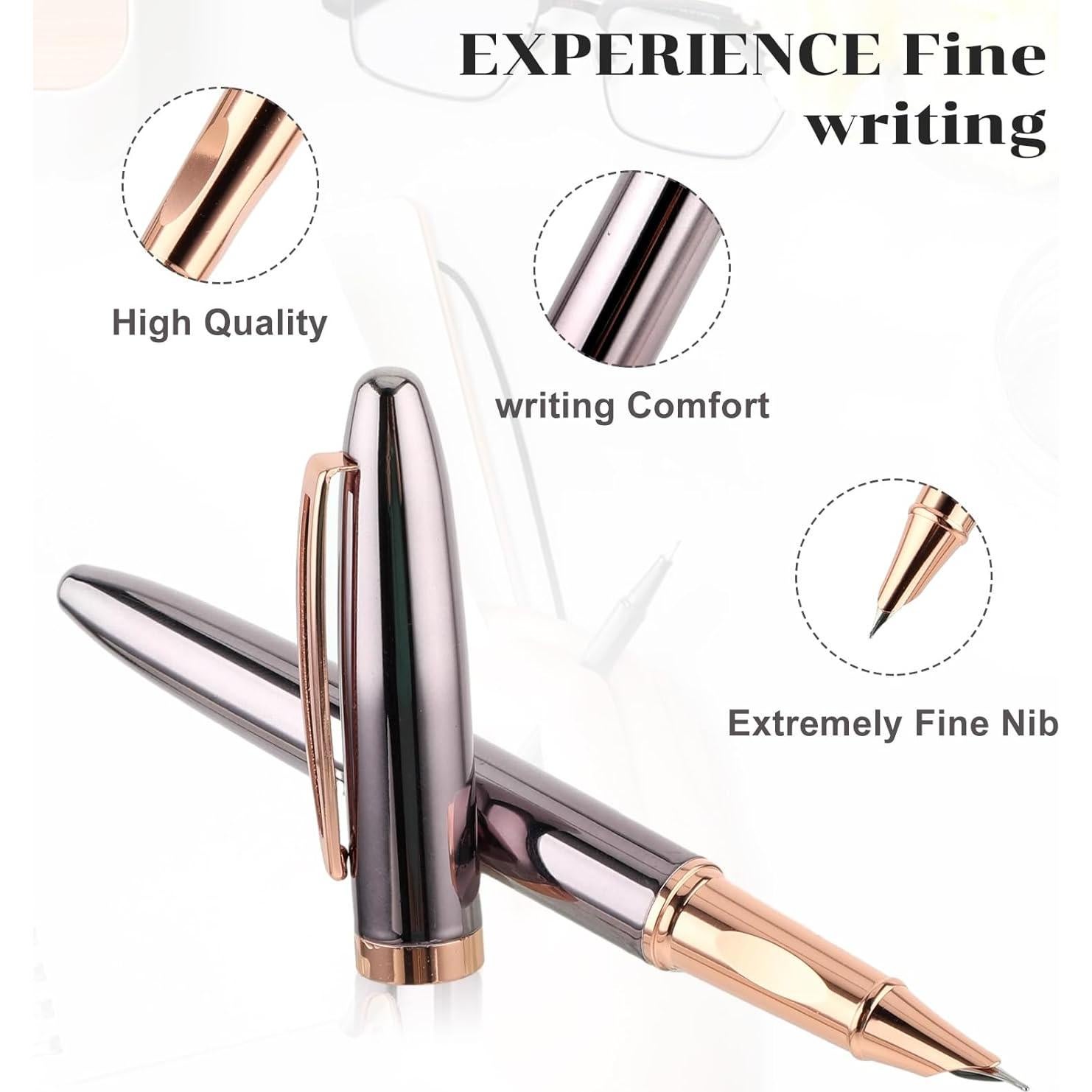 Pluma Fuente Amaxiu Gris Metal 0.38mm con 10 Cartuchos