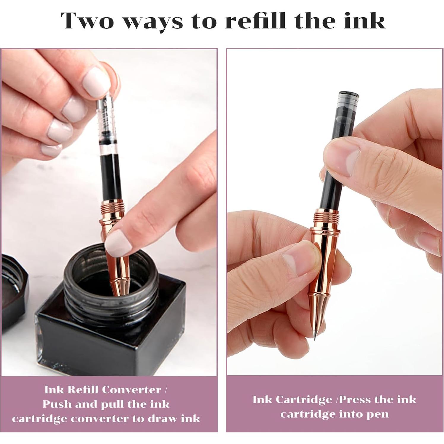 Pluma Fuente Amaxiu Gris Metal 0.38mm con 10 Cartuchos