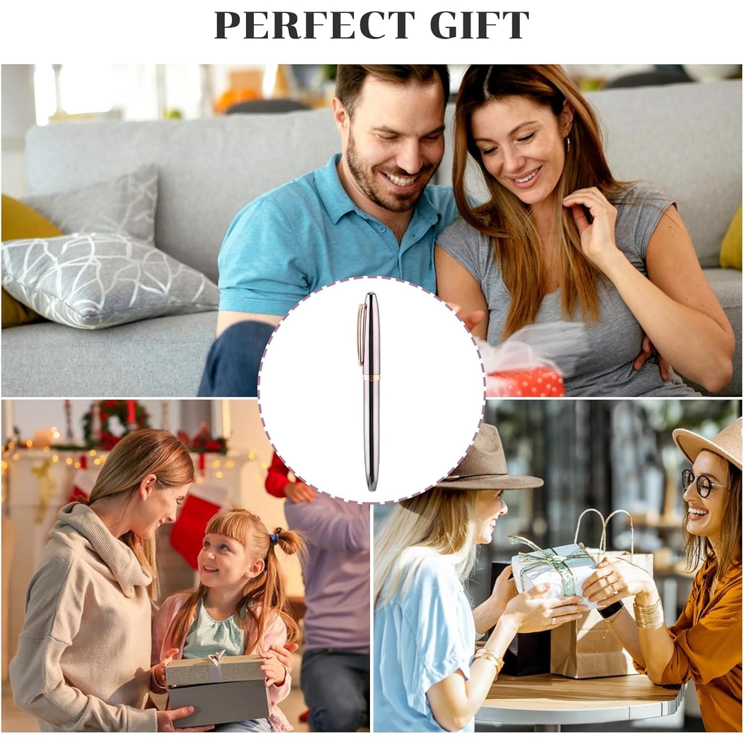 Pluma Fuente Amaxiu Gris Metal 0.38mm con 10 Cartuchos