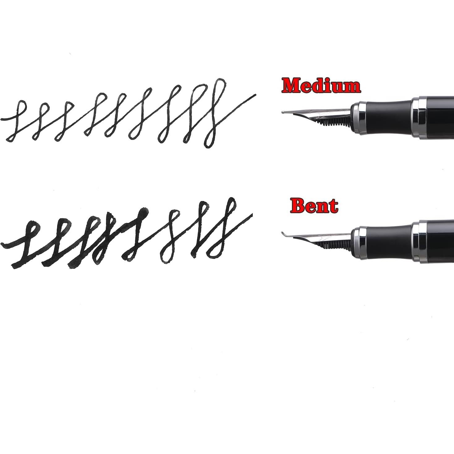 Pluma Fuente Lanxivi D2 Negra Plateada Punta Fina y Fude