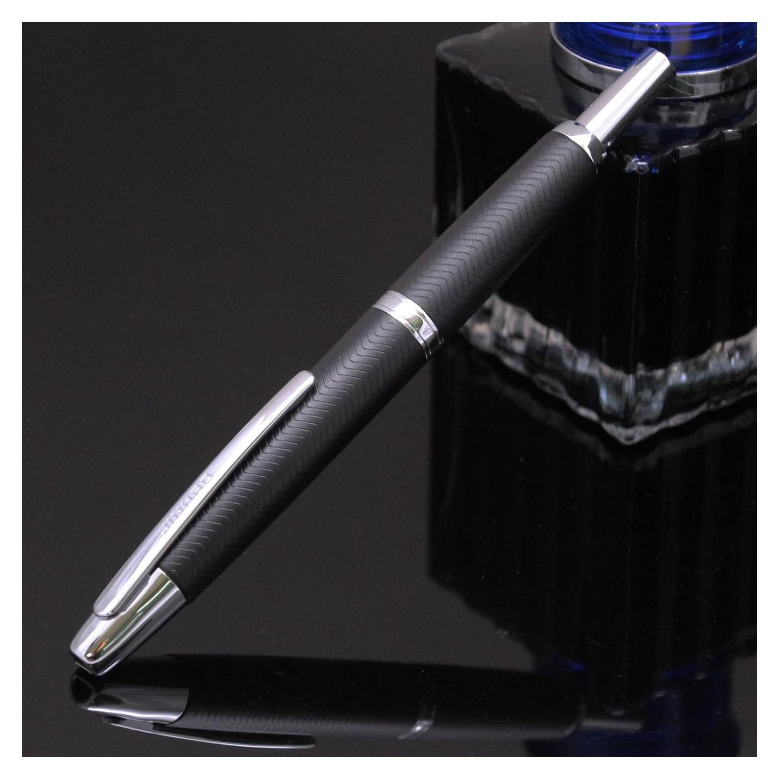 Pluma Fuente Retráctil Genérico Negro Mate Punta Fina 0.7mm