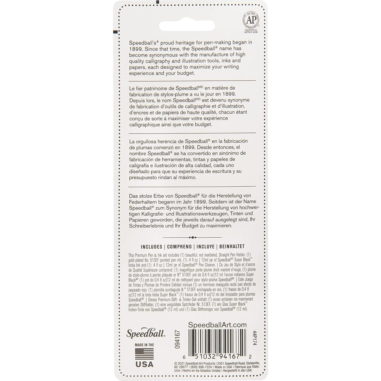 Conjunto de Pluma y Tinta India Speedball con Soporte de Mármol