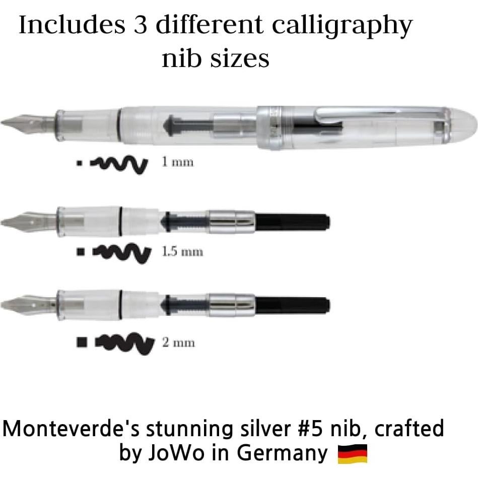 Pluma Estilográfica Monteverde USA Monza ID Set Caligrafía 1-2mm