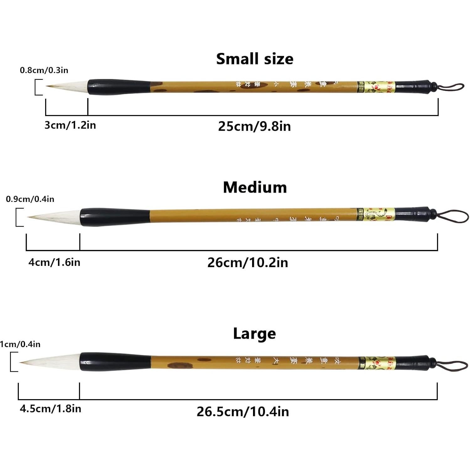 Juego de Pinceles de Caligrafía China Huakaile 3 Tamaños