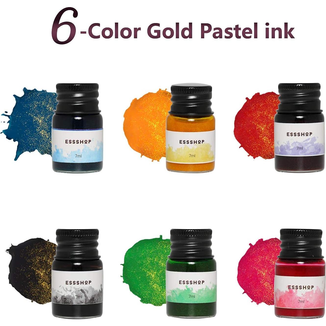 Juego de Plumas de Cristal ESSHOP - 3 Plumas y Tinta Multicolor