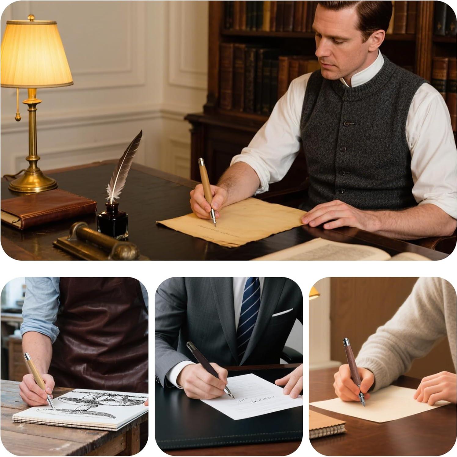 Juego de Pluma Fuente WEMATE Rojo, Punta Fina, 20 Cartuchos