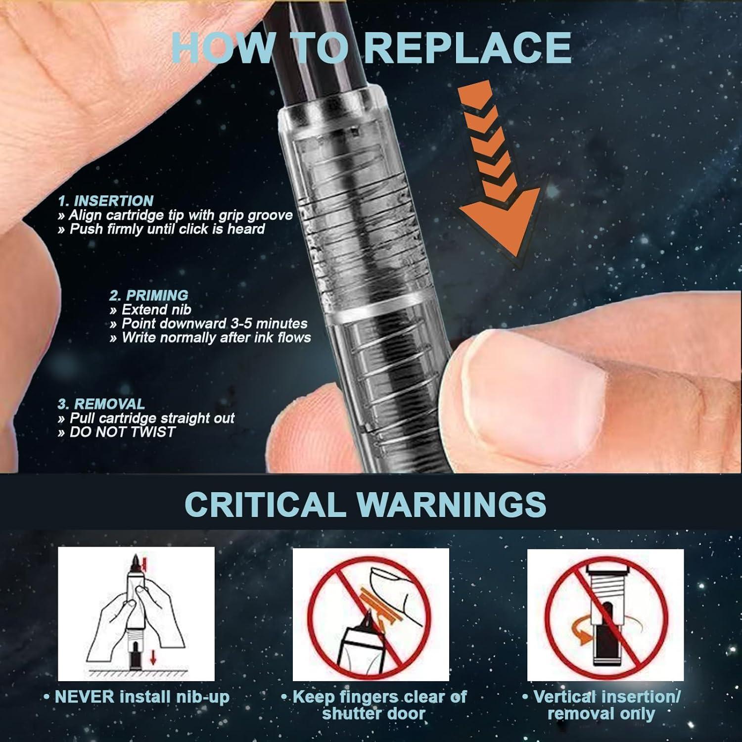 Pluma Fuente Retráctil Sylphiderm con 5 Cartuchos y Estuche